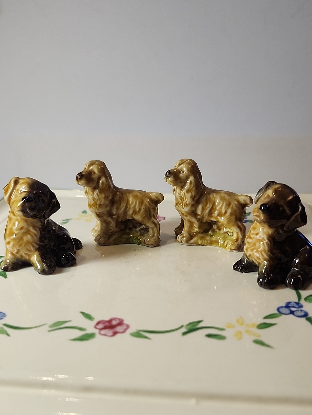 Wade England Figurine Brown Ceramic Dog Figurine Set - 4